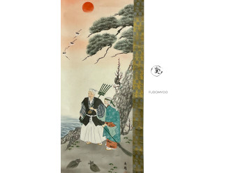 Kakemono Paint old couple longevity mariage