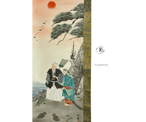 Kakemono Paint old couple longevity mariage